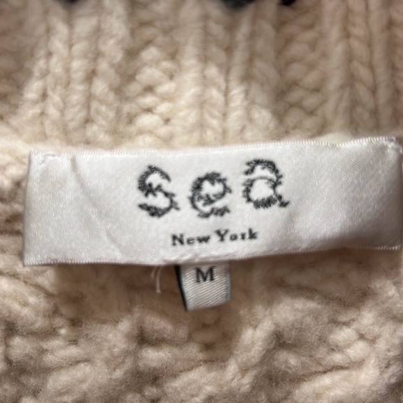 SEA New York | Ferdi Cropped Crochet and Cable-Knit Wool Sweater - Size Medium - Picture 7 of 9